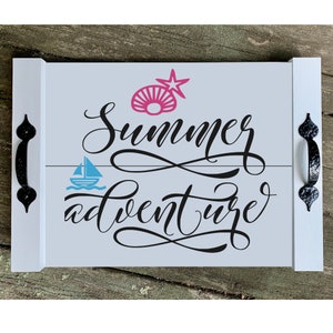 Rustic Wood Tray for Serving in Summer with Metal Handles