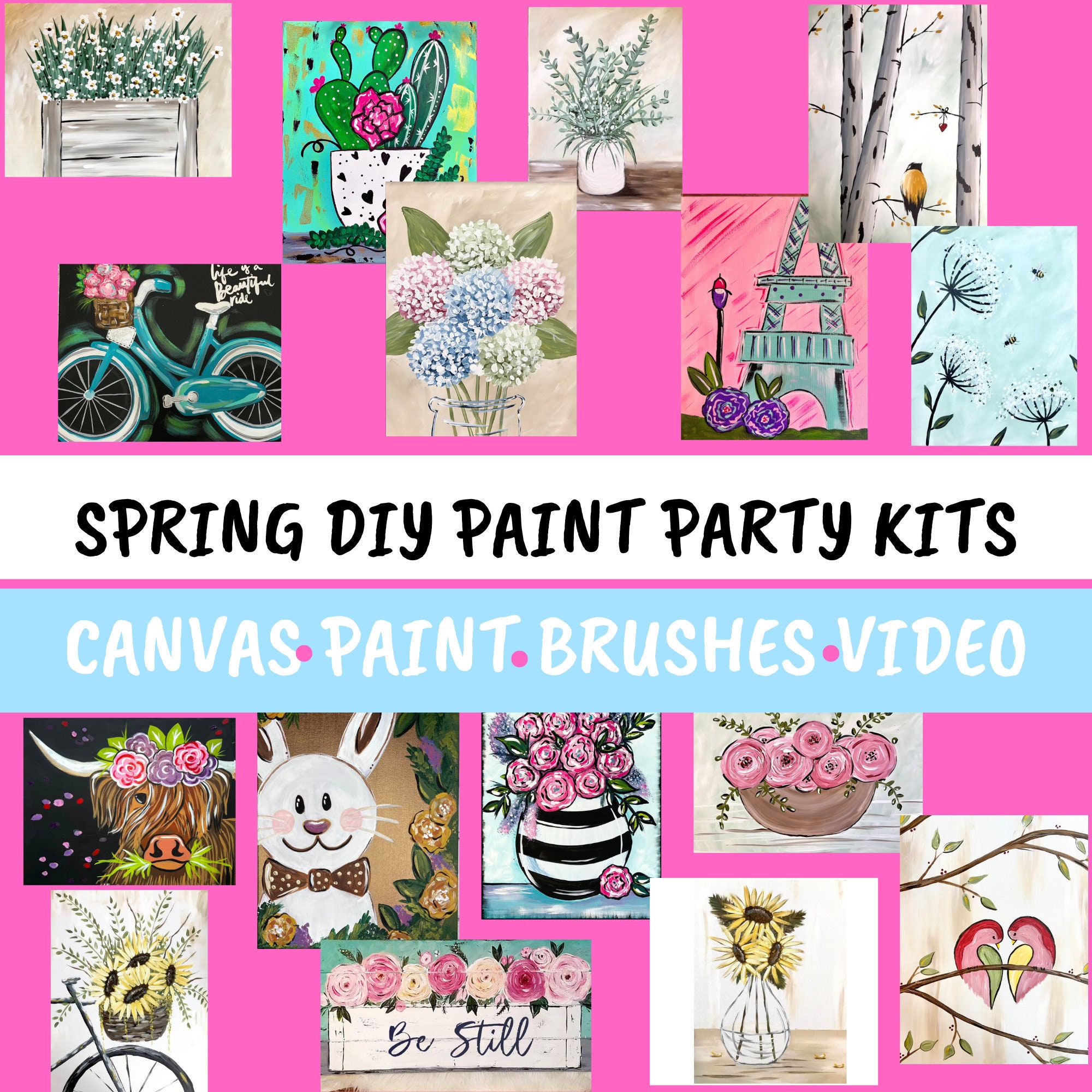 Paint and Sip Kits at Home, Paint Party, Painting Kit, Sip and Paint, DIY Crafts, Spring Paint Party