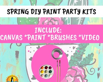 DIY Spring Paint Party Kit: Cactus Canvas, Brushes & Video