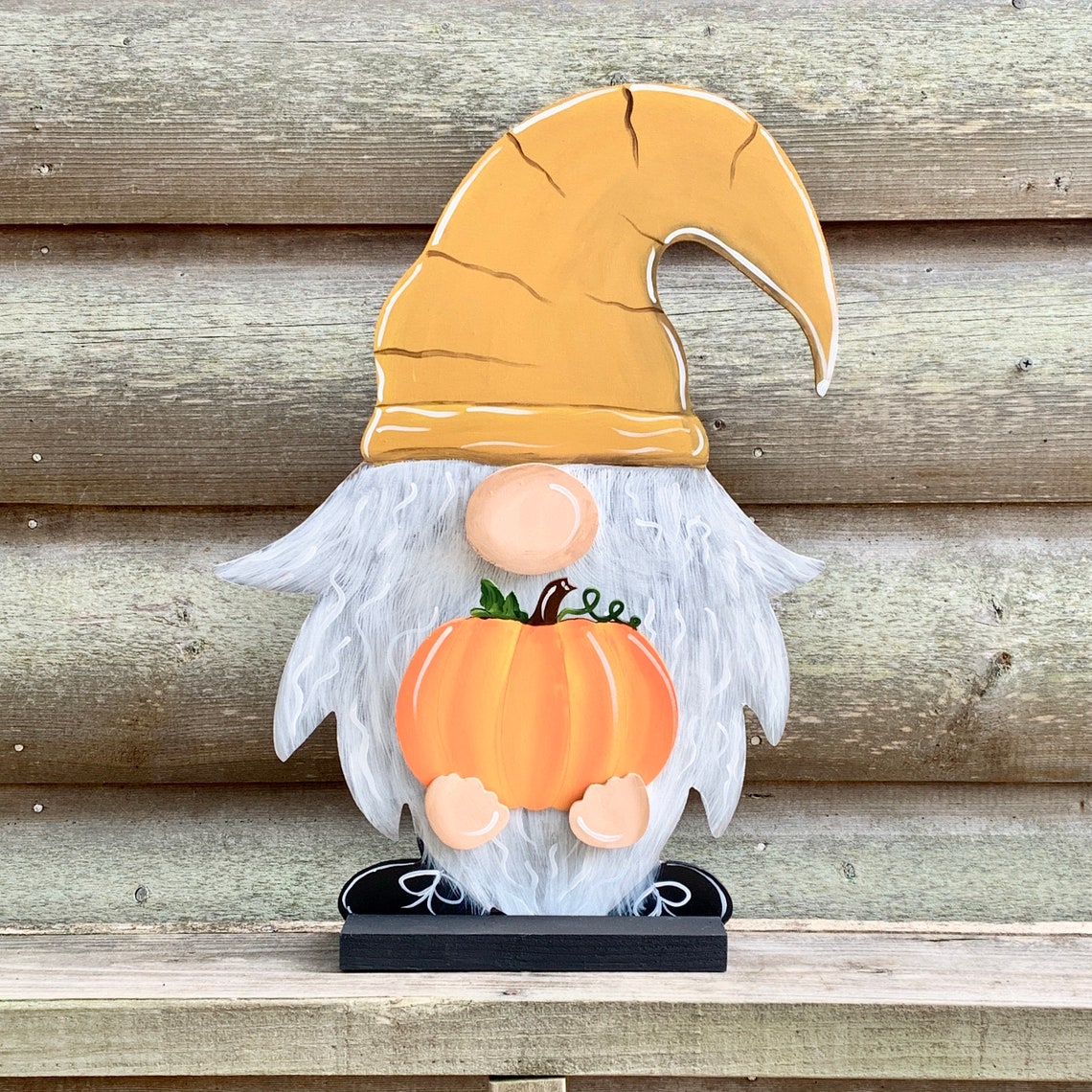 Autumn Handpainted 18 Gnome with Wood Cutouts Holiday Etsy