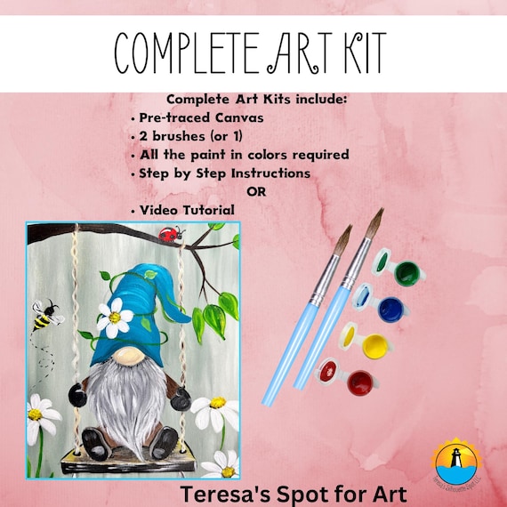 Spring Gnome Acrylic Painting Kit: DIY Art, Step-by-Step