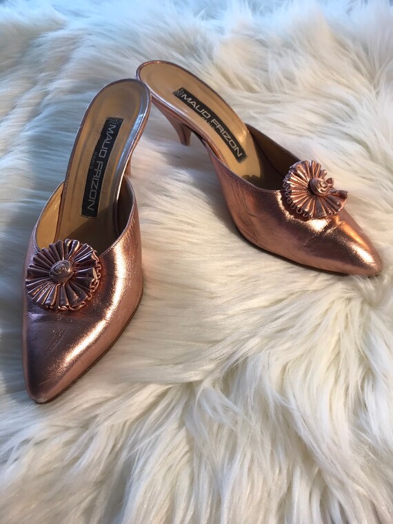 Vintage Maud Frizon Pink Metallic Mules size 39