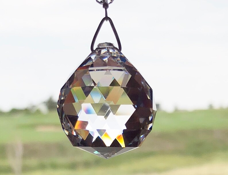 30 cm Crystal Prism With 14 Blue Crystals Crystal Sun Catcher