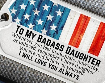 "To My Badass Daughter" Keychain - Personalized Stainless Steel Gift From Mom Or Dad, I Will Love You Always - View #8