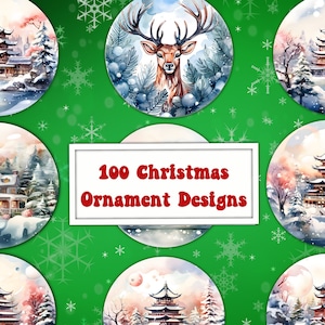 100 Christmas Round Ornament Bundle PNG Sublimation Template, Photo Memorial Christmas Ornament Png Designs Digital Download