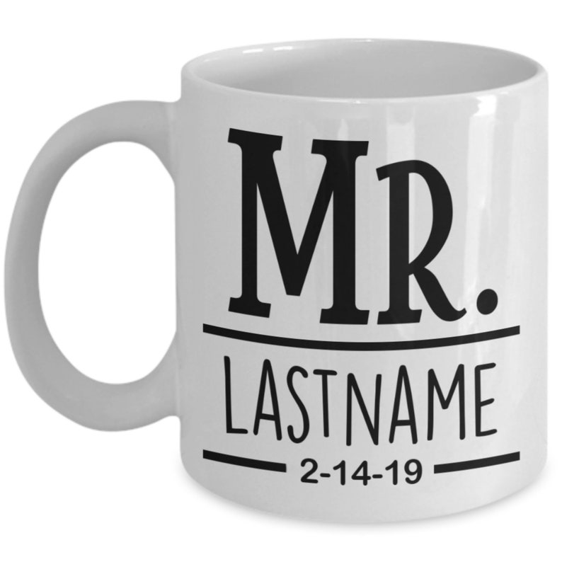 Personalized Mr. & Mrs. Wedding Mugs, Couple Gift image 2