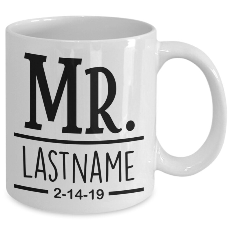 Personalized Mr. & Mrs. Wedding Mugs, Couple Gift image 3