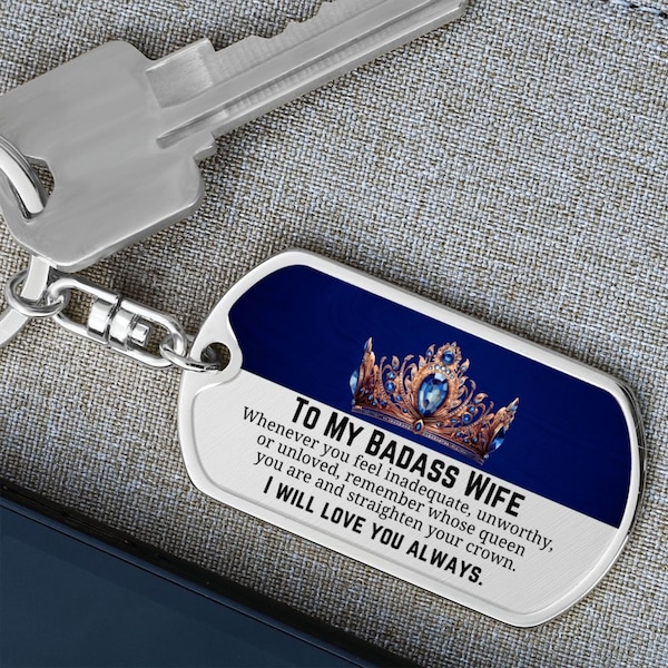 To My Badass Wife Keychain - Anniversary Gift for Wife, Birthday Gift for Wife, Gift for Wife, Keychain for Wife, Gift for Wife Birthday