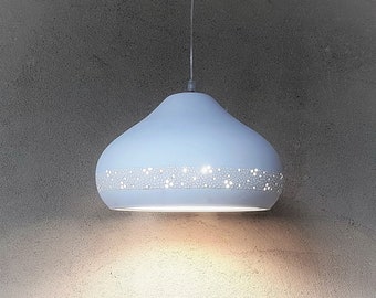 Pendant light,Hanging light,Ceramic off white lamp shade,kitchen Island lighting,Dining room light,Ceramic Hanging Lamp,Unique Lighting