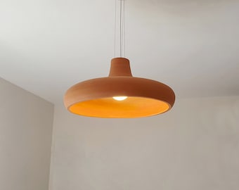 Handmade Terracotta Pendant Light: Modern Ceramic Lampshade