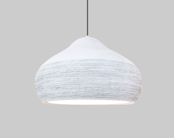 Pendant light,Hanging light,Ceramic off white lamp shade,kitchen Island lighting,Dining room light,Ceramic Hanging Lamp,Unique Lighting