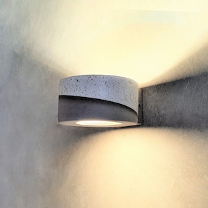 Decorative light Wall fixture ,Ceramic wall lamp shades ,half cylinder wall sconce, white  mid grey wall lamp , modern sconce