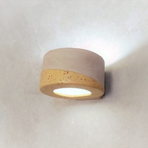 Decorative light Wall fixture ,Ceramic wall lamp shades ,half cylinder wall sconce, amber mid grey wall lamp , modern sconce image 2