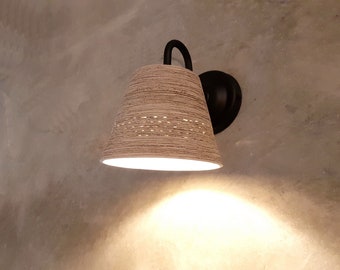 Handmade Gray Ceramic Wall Sconce: Rustic Bedside Lighting