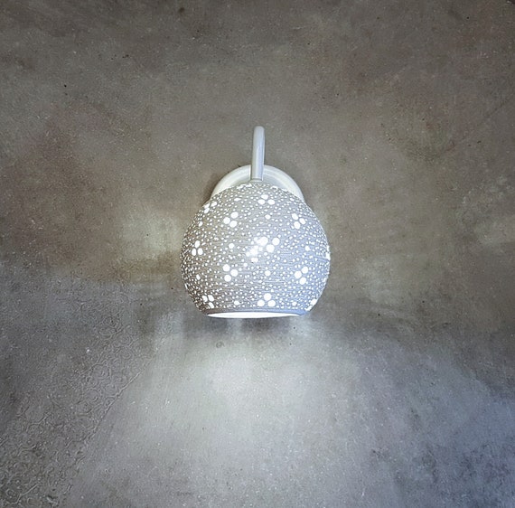 Off White Ceramic Wall Lighting Designer Boho Clay Sconce Etsy