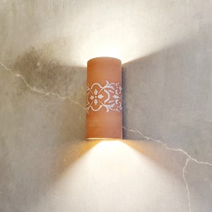 Full cylinder sconce light, wall lighting ,ceramic wall lampshade , terracotta wall sconce, Wall mount light., living room lighting image 2