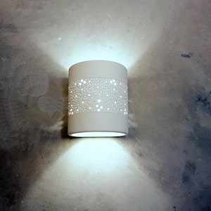 Handmade white wall light , Small cylinder Ceramic, Custom wall lighting, upward downward decorative lamp shades lights , wall sconce light