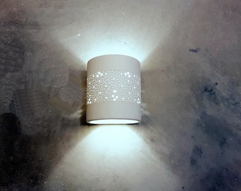 Handmade white wall light , Small cylinder Ceramic, Custom wall lighting, upward downward decorative lamp shades lights , wall sconce light