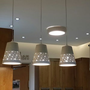 3 Pendant lights perforated ceramic , Kitchen lighting, Hanging lights, ceramic pendant light, Ceiling lights image 6