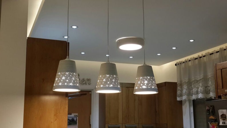 3 Pendant lights perforated ceramic , Kitchen lighting, Hanging lights, ceramic pendant light, Ceiling lights image 6