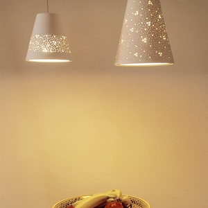 3 Pendant lights perforated ceramic , Kitchen lighting, Hanging lights, ceramic pendant light, Ceiling lights image 7
