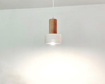Handmade Ceramic Pendant Light: Carved Off-White Hanging Lamp
