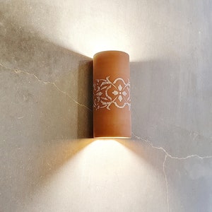 Full cylinder sconce light, wall lighting ,ceramic wall lampshade , terracotta wall sconce, Wall mount light., living room lighting image 3