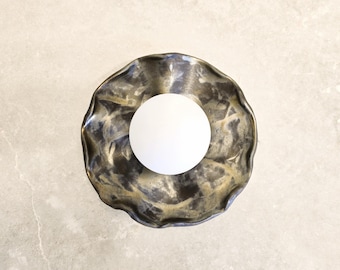 Handmade Ceramic Wall Sconce: Yellow Gold Glaze Modern Light