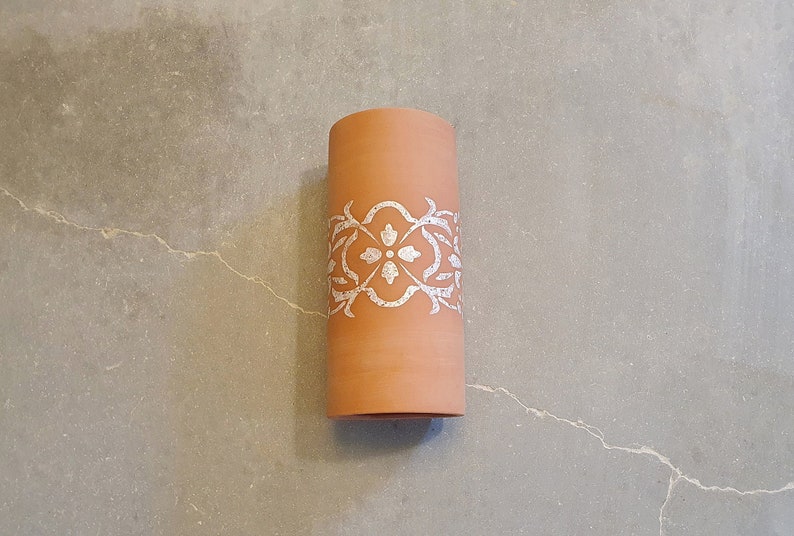 Full cylinder sconce light, wall lighting ,ceramic wall lampshade , terracotta wall sconce, Wall mount light., living room lighting image 4