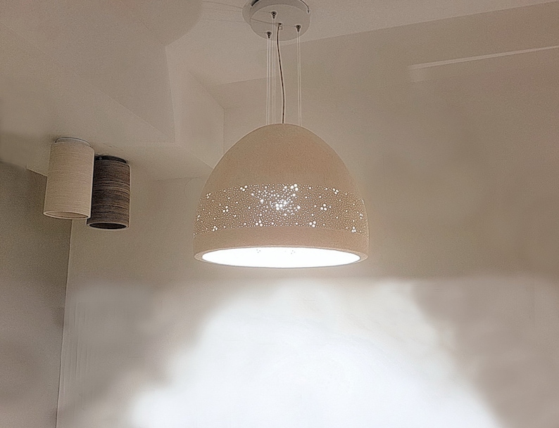 Pendant Light Hanging Ceramic Off White Lampshade Dining Room Beach House Lighting Fixtures Living