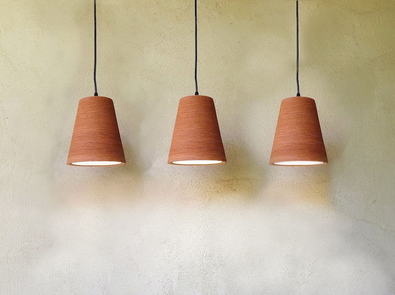 Terra Cotta Pendant Lighting Ceramic Lampshade Kitchen Etsy