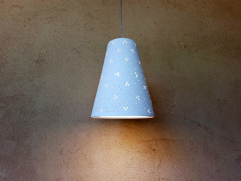 Perforated hanging ceramic lampshade Pendant light Hanging light Ceramic lamp shade kitchen lighting Ceiling Light Dining room light image 1