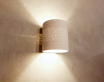 off white wall light lamp,Small cylinder sconce ,Ceramic handmade wall lighting, upward downward lamp shade ,wall sconce lighting