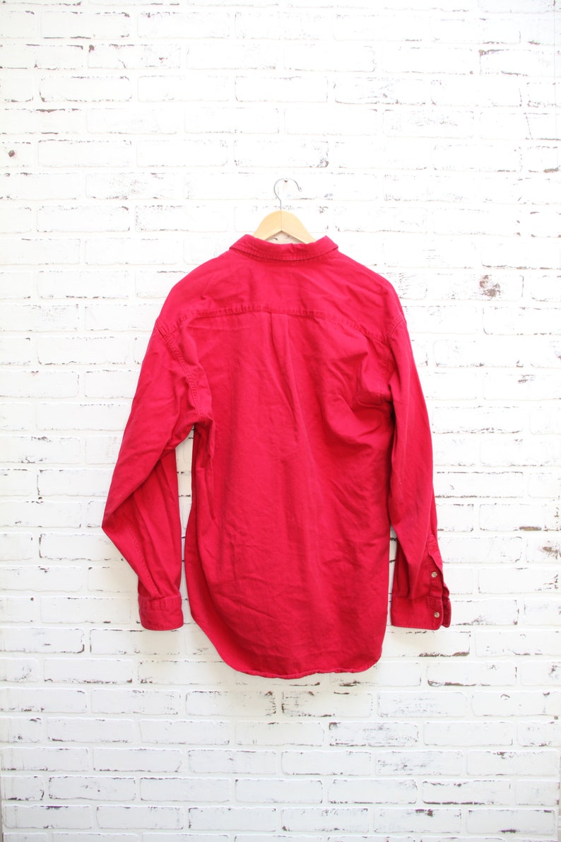 Men/'s Large Crew Neck 80s clothing Vintage 80s DUCK HEAD Red Long Sleeve Shirt 80s outdoors