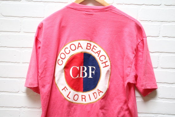 Vintage 80s Cocoa Beach Florida Striped Tee, 80s … - image 5