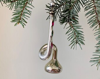 Big Trumpet Music Christmas Bauble - Soviet Vintage New Year Glass Ornament USSR, Home Decor, New Year Tree, С новым годом!