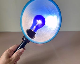Blue Lamp Minin Reflector Soviet Vintage Therapy Light Medical Infrared Device USSR Industrial Decor + Extra Replacement Bulb!