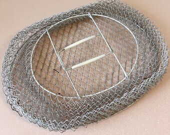 Panier De Pêche Pliable Ancien - Fil De Fer Treillis Galvanisé - Pour Poisson, Crabe - Neuf