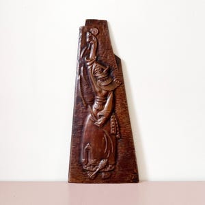Vintage Uzbek Repousse Metal Wall Art: Spinner in Veil, USSR 1970s