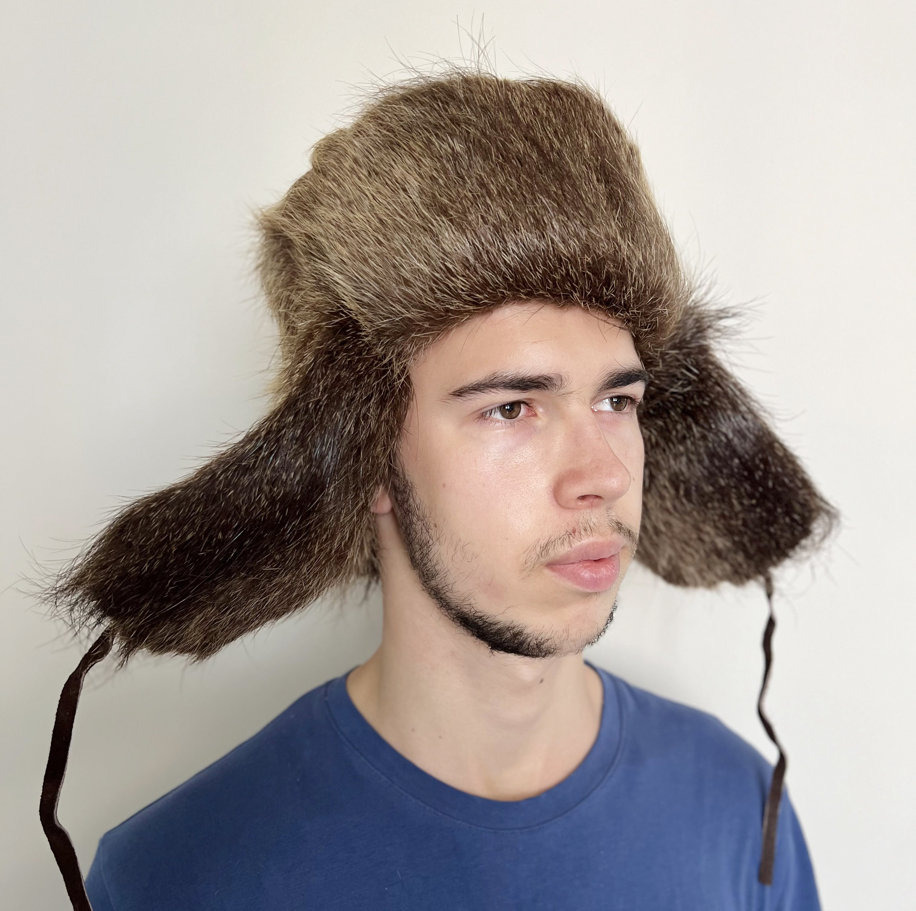 Vintage Real Brown Nutria/coypu Ushanka Fur Trapper Hat Size