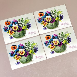 4 cartes postales de la femme soviétique par G. Kurshenko Floral URSS, 8 mars, cadeau pour la fête des mères, 1980