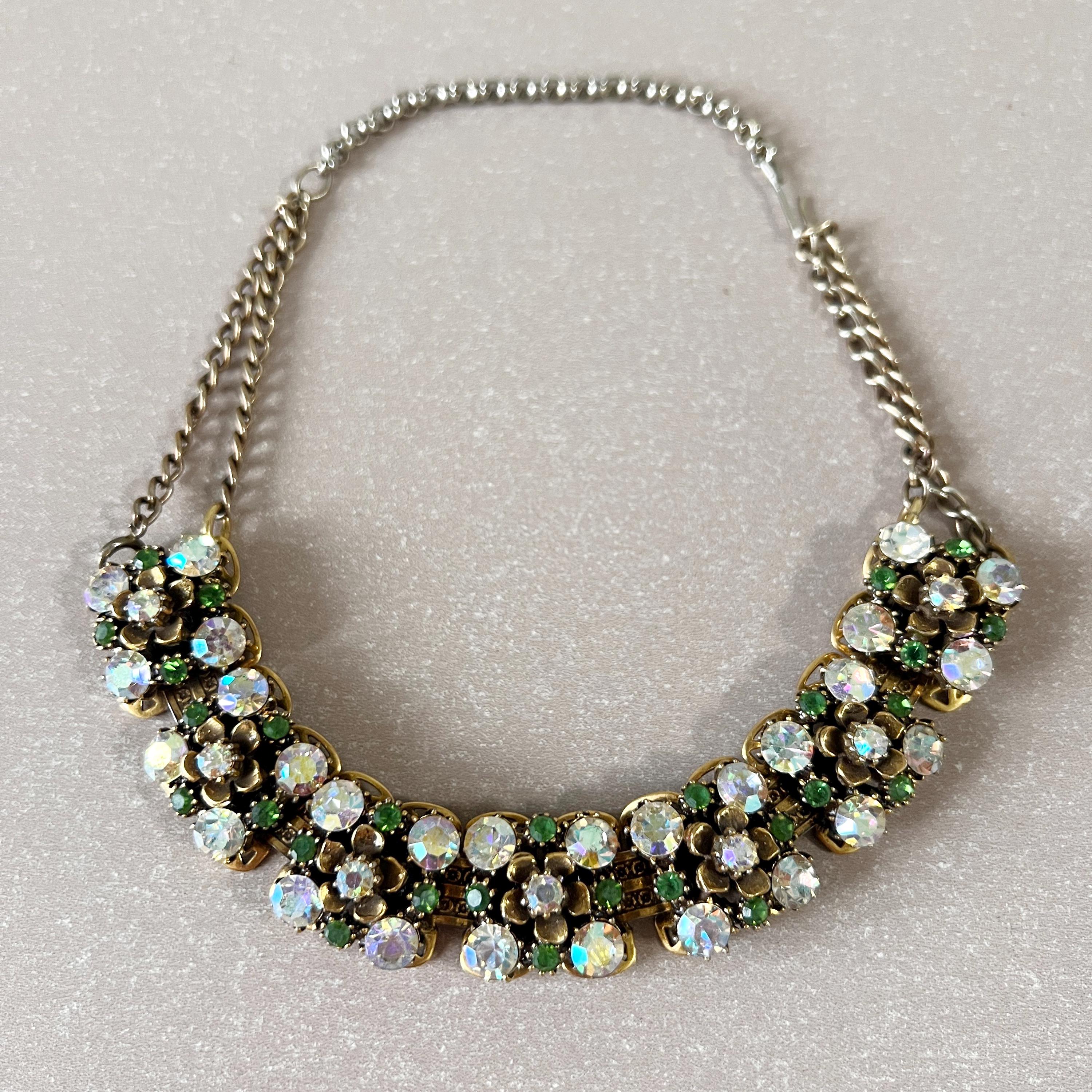 Vintage Rhinestone Necklace: 1930s Brass Flapper Choker - Etsy