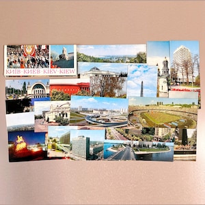 Kyiv/Kiew/Київ Set di cartoline panoramiche 1979 Ucraina sovietica 21 carte Vintage Ephemera Gift