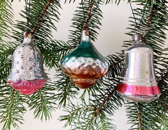 Christmas glass ornaments Soviet christmas ornaments Christmas tree Bell Antique glass Christmas glass ornament,1960s christmas