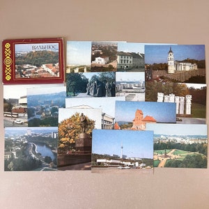 Lot de 15 cartes postales Vilnius URSS, 1986 Cartes postales de voyage vintage Lituanie soviétique Cartes postales russes Cartes postales de vacances