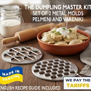 Ukrainian Pelmeni & Vareniki Mold Set • Metal Dumpling Maker • English Recipes