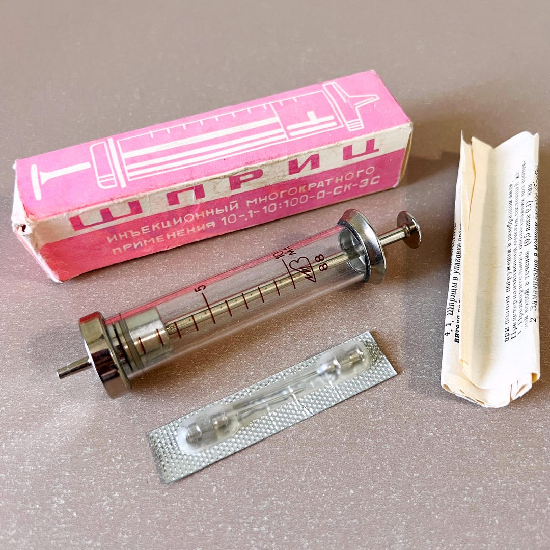 Medical Injection Syringe Vintage Soviet USSR Lab Equipment Multiple ...