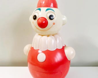 Nevalyashka Clown Doll USSR 1960s Musical Roly Poly Toy Soviet Nursery Decor Tumbler Celluloid 音乐的玩具圆滚滚