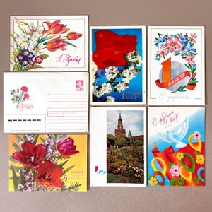 Lot de 6 cartes postales vintage du 1er mai pour la fête du Travail de l'URSS pour le scrapbooking ou la présentation