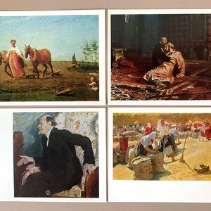 State Tretyakov Gallery #6 Russian Painters Fine Art 12 Postcard Set Soviet USSR / Soviet Postcard Art Cards, Paper Ephemera, Scrapbooking